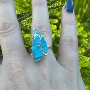 Turquoise Copper Style Gold Ring